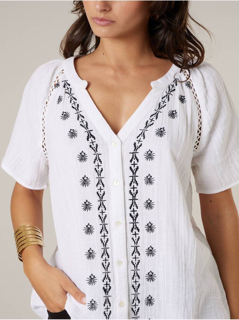 Blouse femme en coton 'Deeluxe' Blanc - Kiabi