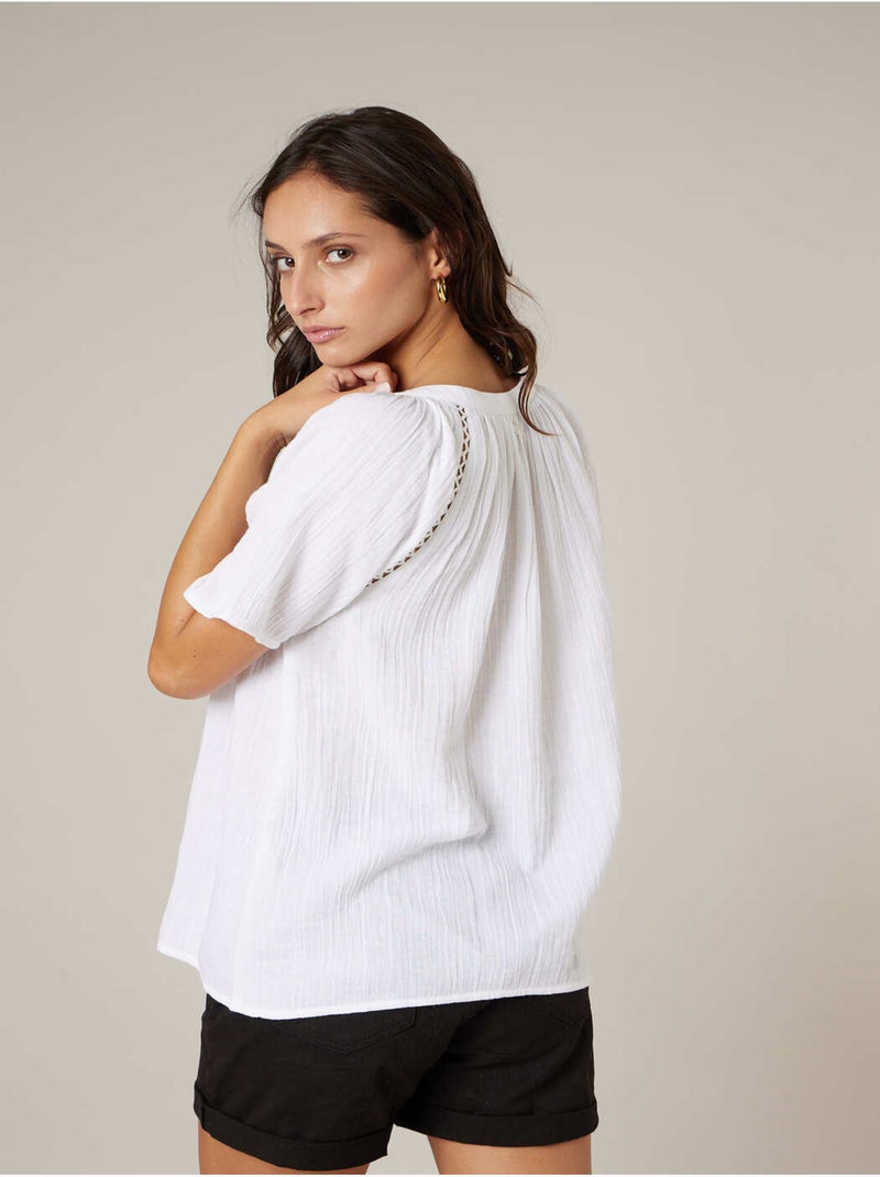 Blouse femme en coton 'Deeluxe' Blanc - Kiabi