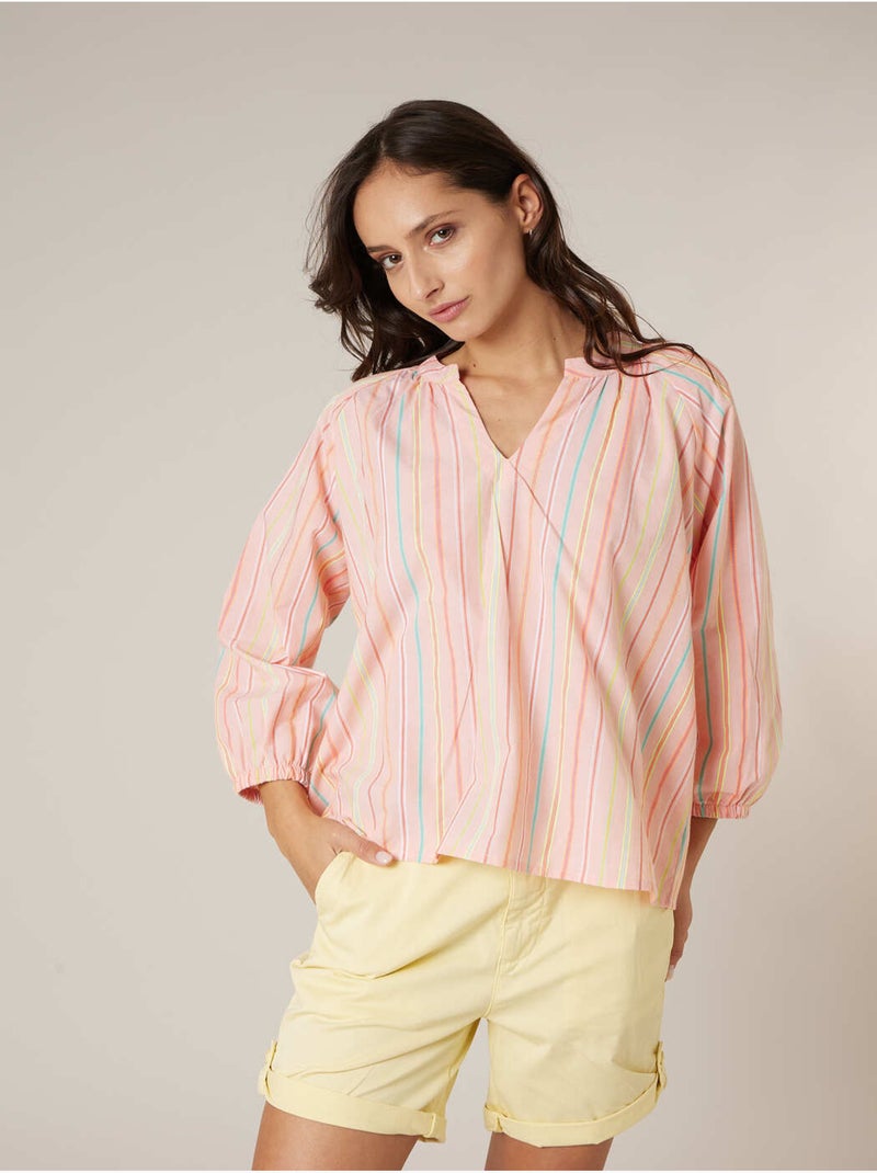 Blouse femme en coton 'Deeluxe' Orange corail - Kiabi
