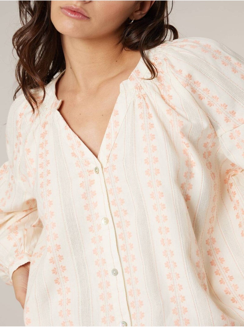Blouse femme en coton esprit bohème 'Deeluxe' Orange corail - Kiabi