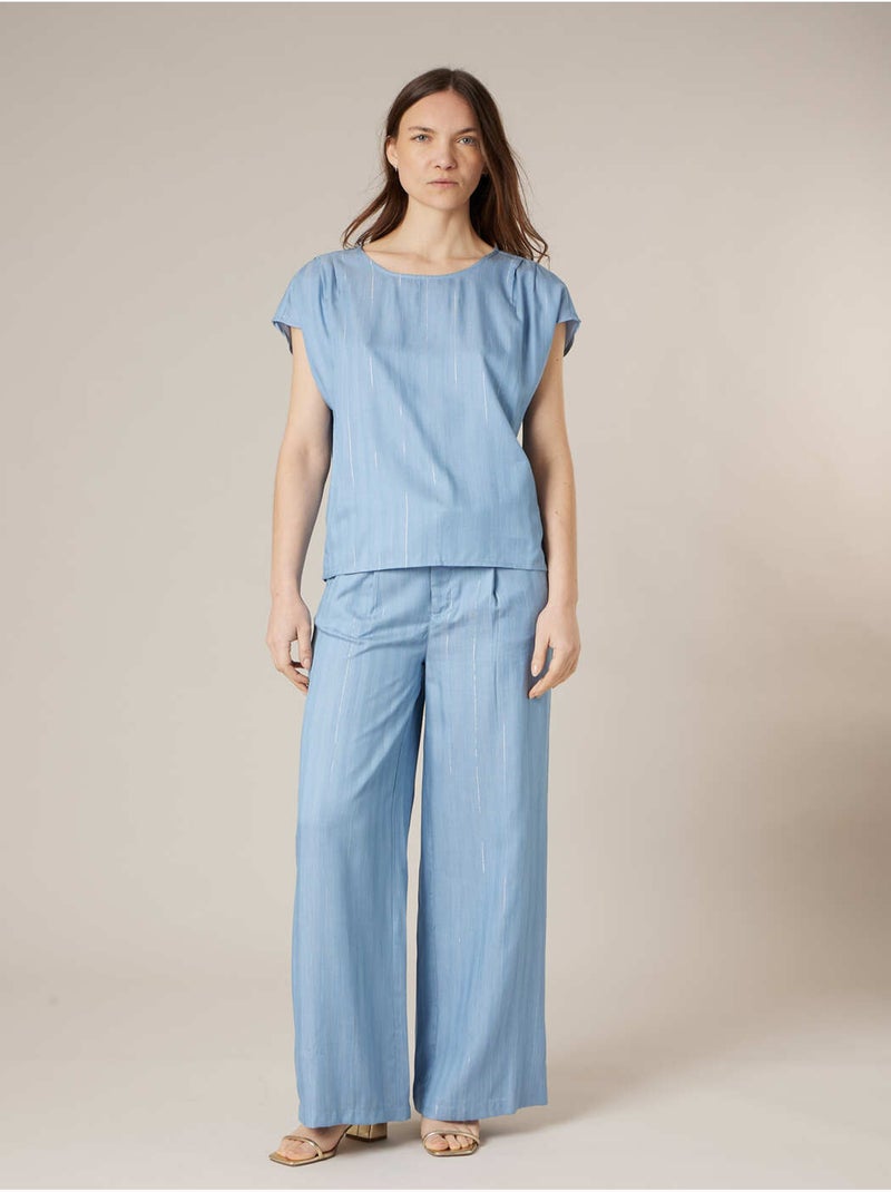 Blouse femme en lyocell 'Deeluxe' Bleu - Kiabi
