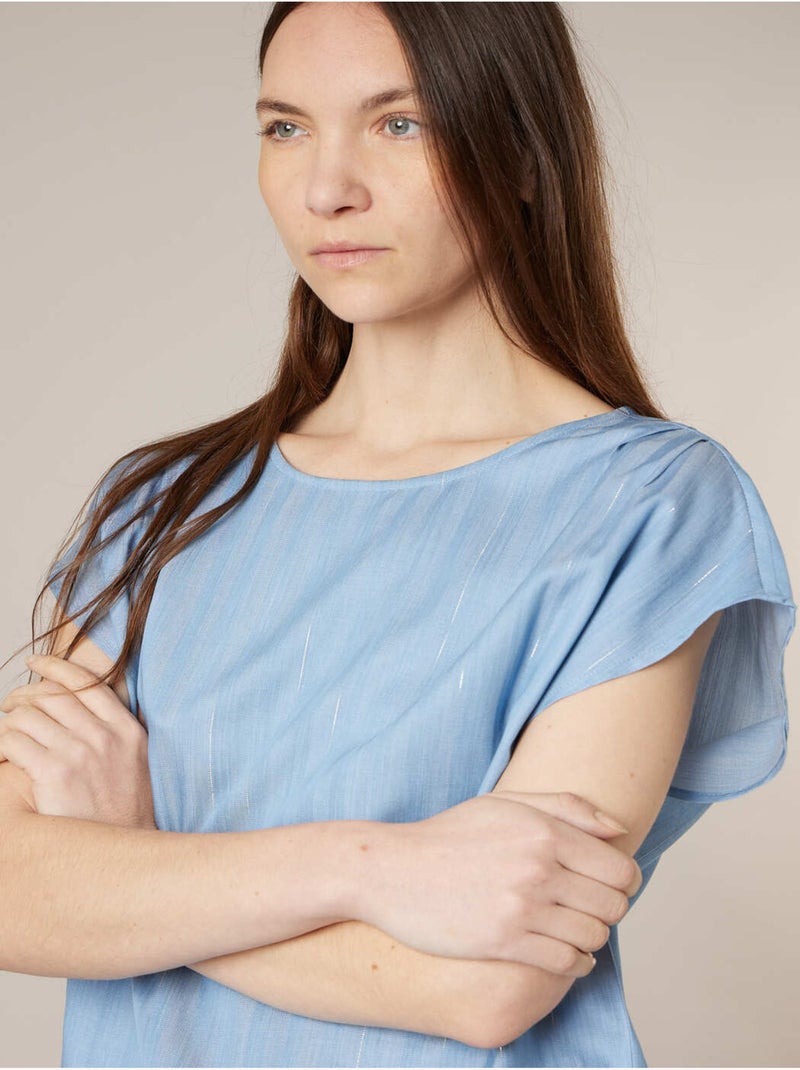 Blouse femme en lyocell 'Deeluxe' Bleu - Kiabi