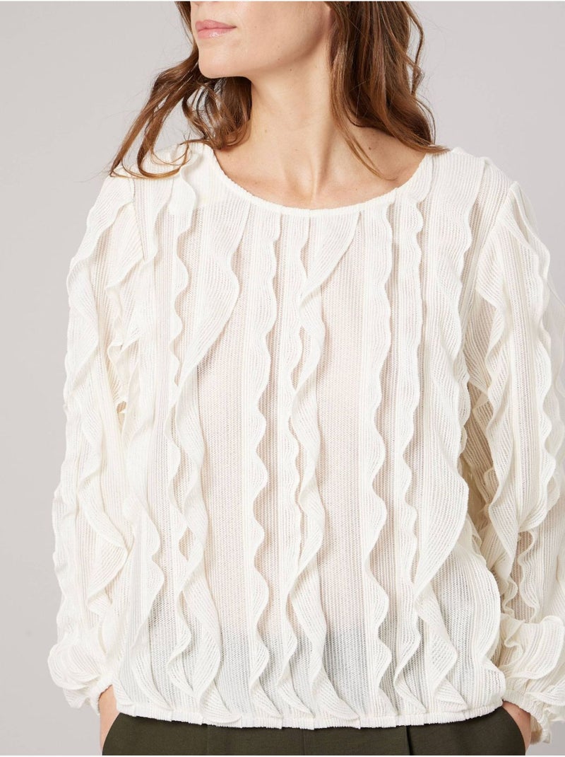 Blouse femme en maille fantaisie 'deeluxe' Blanc - Kiabi