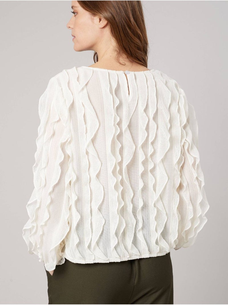 Blouse femme en maille fantaisie 'deeluxe' Blanc - Kiabi