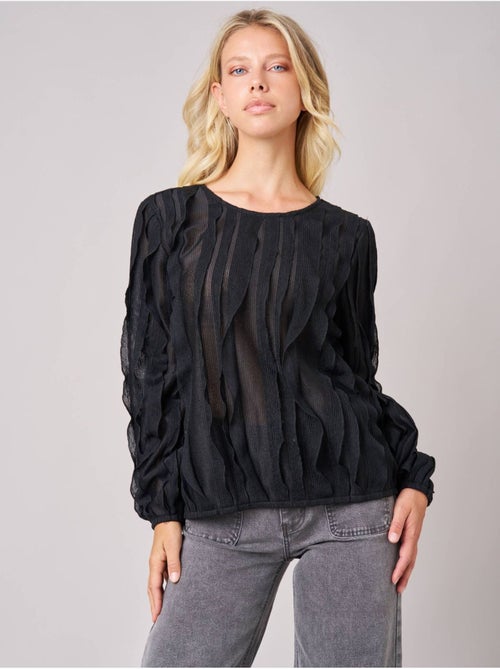 Blouse femme en maille fantaisie 'deeluxe' - Kiabi