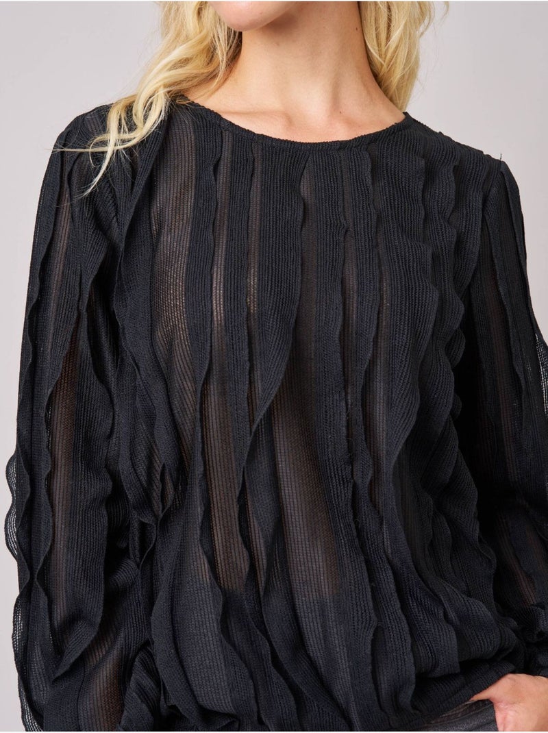 Blouse femme en maille fantaisie 'deeluxe' Noir - Kiabi