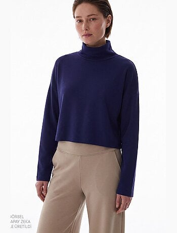 Blouse femme en modal à col montant et manches longues penti