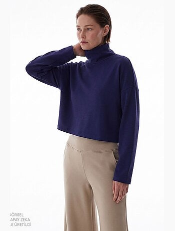 Blouse femme en modal à col montant et manches longues penti