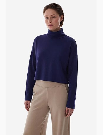 Blouse femme en modal à col montant et manches longues penti