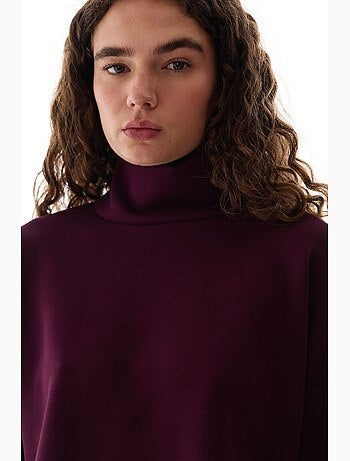 Blouse femme en modal à col montant et manches longues penti