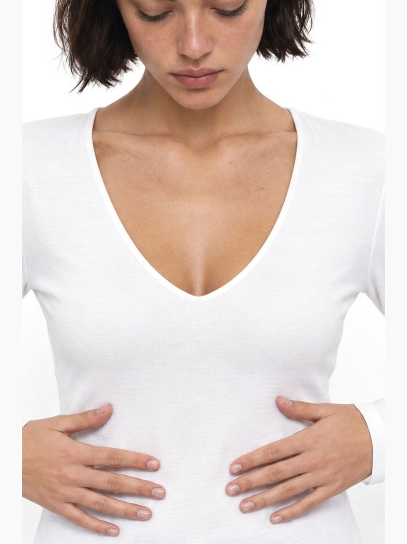 Blouse femme en modal et coton busem Blanc - Kiabi