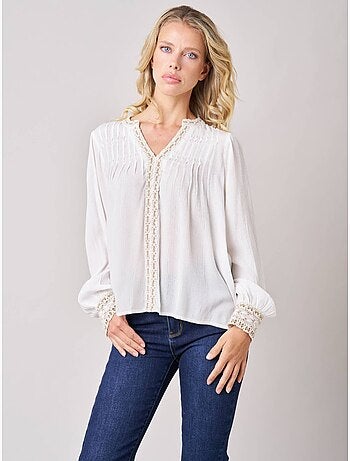 Blouse femme fluide à détails brodés 'deeluxe'