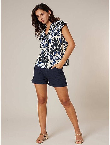 Blouse femme fluide imprimé végétal et floral 'Deeluxe'