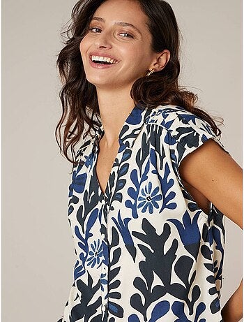 Blouse femme fluide imprimé végétal et floral 'Deeluxe'