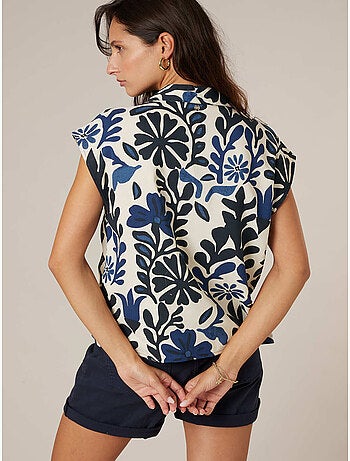 Blouse femme fluide imprimé végétal et floral 'Deeluxe'