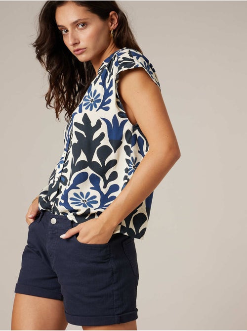 Blouse femme fluide imprimé végétal et floral 'Deeluxe' - Kiabi