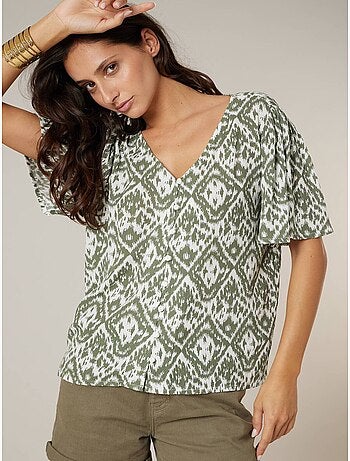 Blouse femme fluide motif ethniques 'Deeluxe'