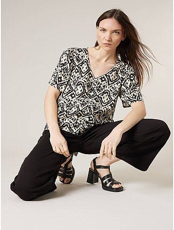 Blouse femme fluide motif ethniques 'Deeluxe'