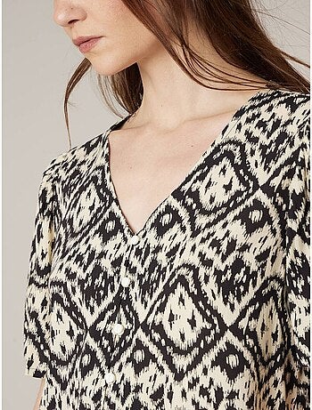 Blouse femme fluide motif ethniques 'Deeluxe'