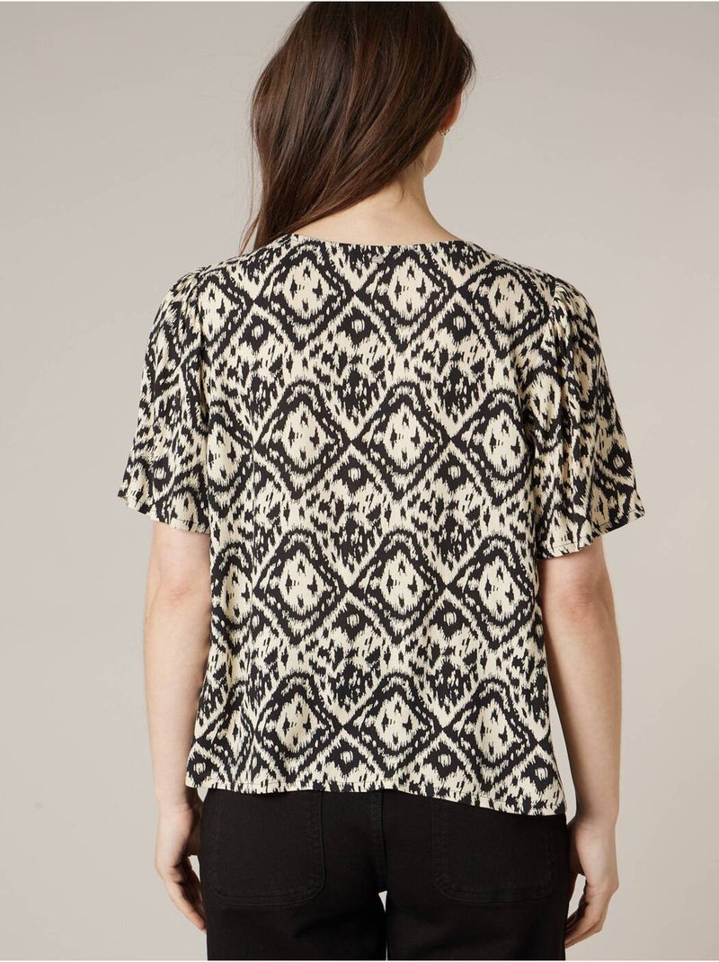 Blouse femme fluide motif ethniques 'Deeluxe' Noir - Kiabi