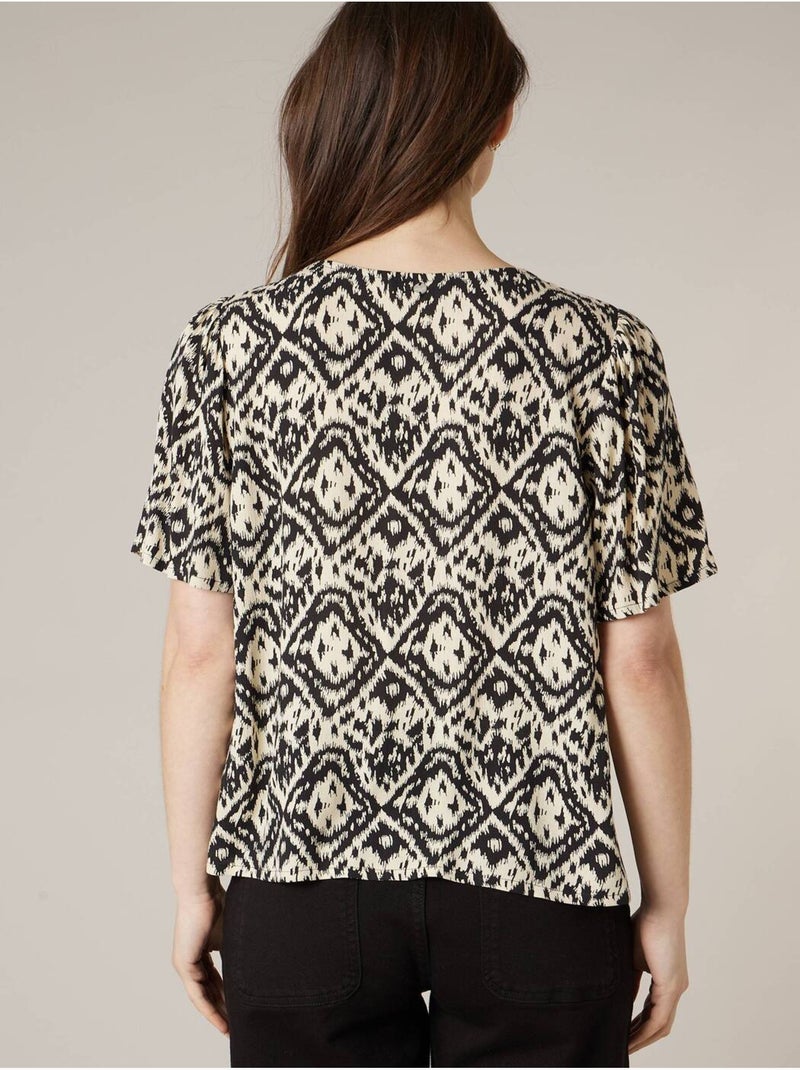Blouse femme fluide motifs ethniques 'deeluxe' Noir - Kiabi
