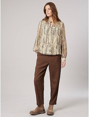 Blouse femme imprimée à col volanté 'deeluxe'