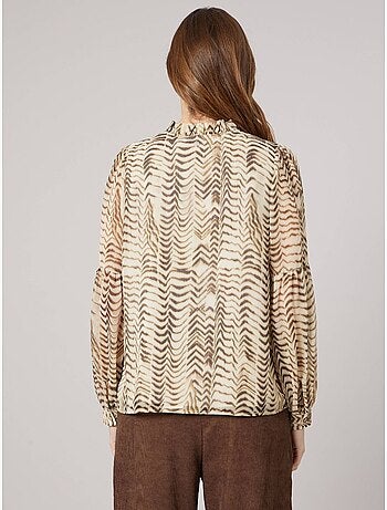 Blouse femme imprimée à col volanté 'deeluxe'