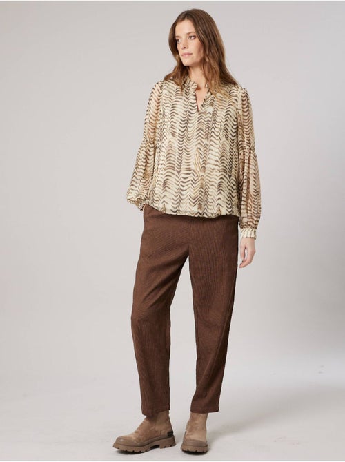 Blouse femme imprimée à col volanté 'deeluxe' - Kiabi
