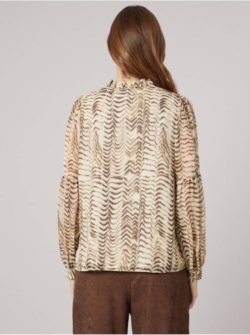 Blouse femme imprimée à col volanté 'deeluxe' - Kiabi