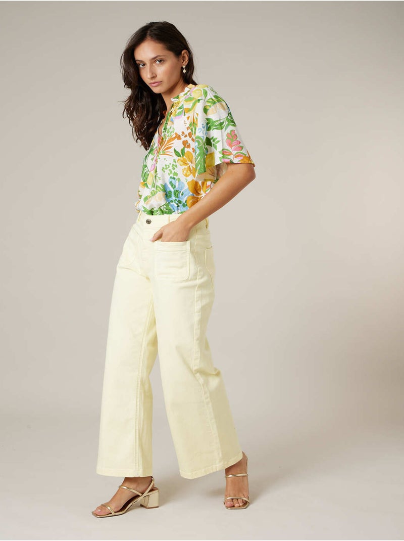 Blouse femme légère à imprimé tropical 'Deeluxe' Blanc - Kiabi