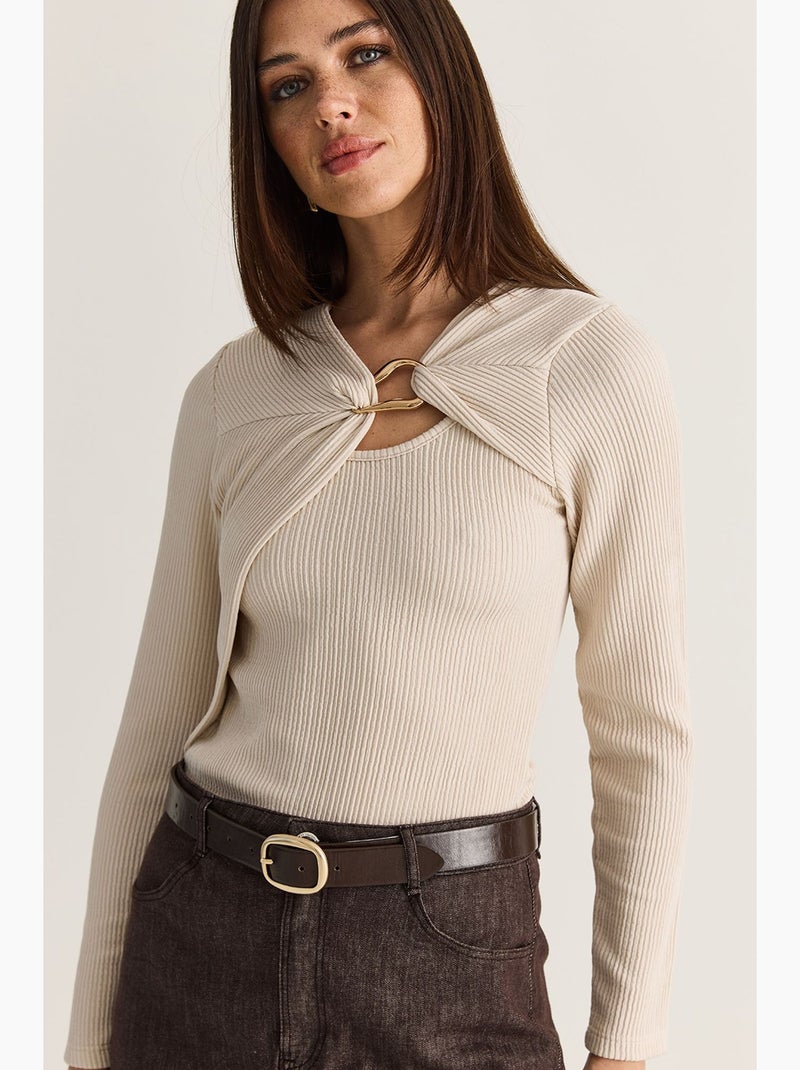Blouse femme lucci Beige argile - Kiabi