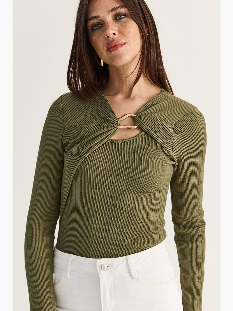 Blouse femme lucci Kaki - Kiabi