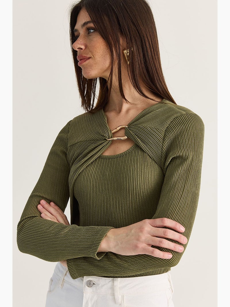 Blouse femme lucci Kaki - Kiabi