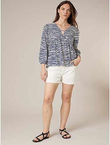 Blouse femme motif zébré bohème chic 'Deeluxe'