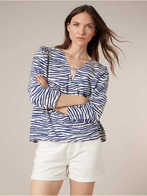 Blouse femme motif zébré bohème chic 'Deeluxe' - Kiabi