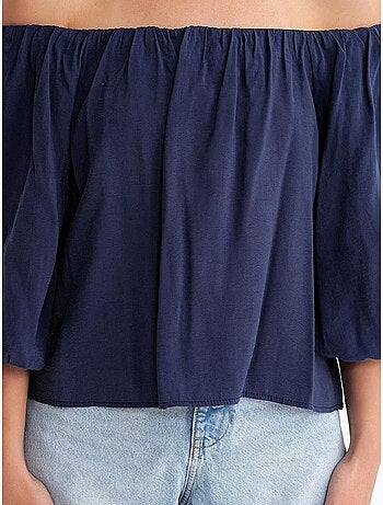 Blouse femme regular avec col madonna et détail volanté mixray