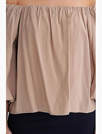 Blouse femme regular avec col madonna et détail volanté mixray