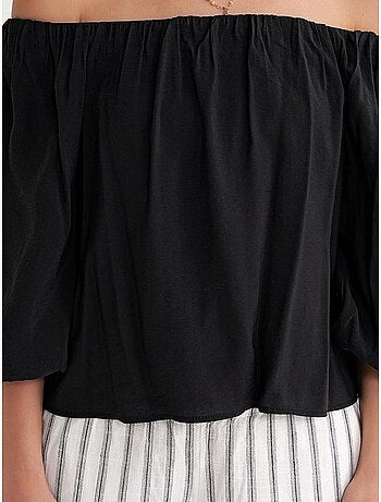 Blouse femme regular avec col madonna et détail volanté mixray