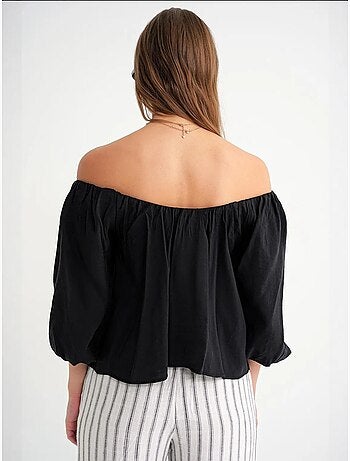 Blouse femme regular avec col madonna et détail volanté mixray
