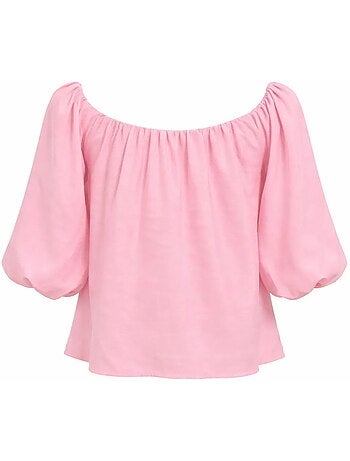 Blouse femme regular avec col madonna et détail volanté mixray