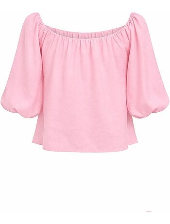 Blouse femme regular avec col madonna et détail volanté mixray