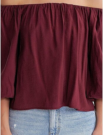 Blouse femme regular avec col madonna et détail volanté mixray