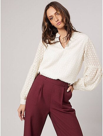 Blouse femme texturée à manches transparentes 'Deeluxe'