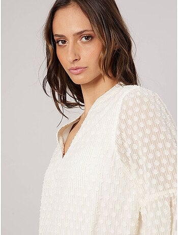 Blouse femme texturée à manches transparentes 'Deeluxe'