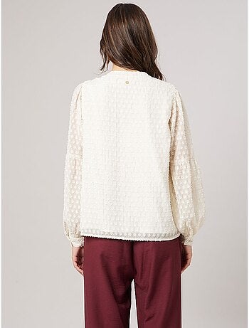Blouse femme texturée à manches transparentes 'Deeluxe'