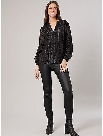 Blouse femme texturée à manches transparentes 'deeluxe'
