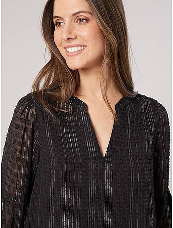Blouse femme texturée à manches transparentes 'deeluxe'