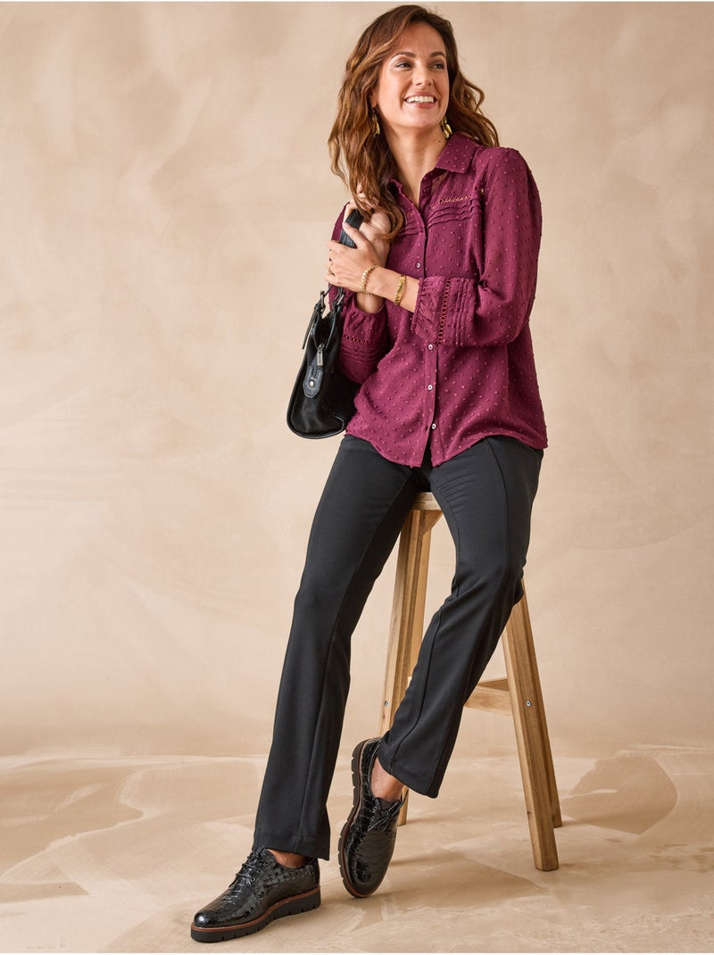 Blouse femme tissu plumetis - DAXON Violet prune - Kiabi