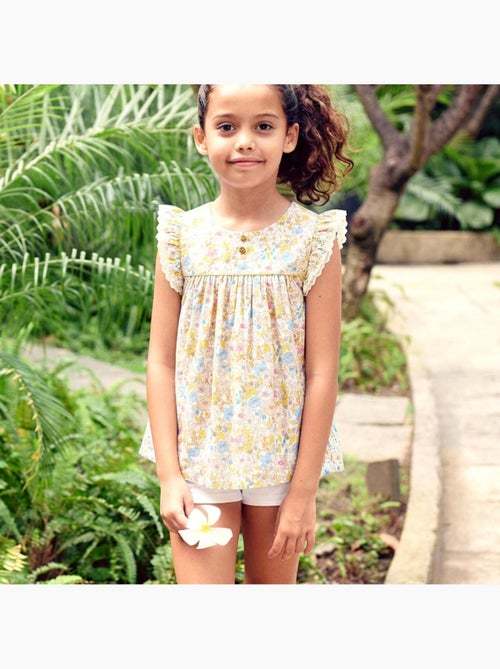 Blouse Fille Jaune Clair Fleurie Liberty | APPOLINE - La Faute à Voltaire - [couleur] - Kiabi