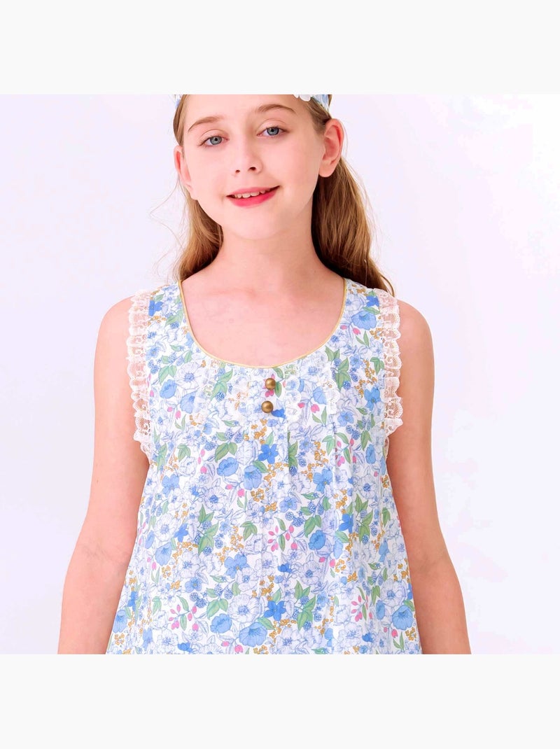 Blouse  Fleurie   à Bretelles Croisées  ANAÏS - La Faute à Voltaire Bleu - Kiabi